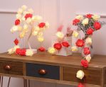 Red-White Rose Flower Indoor Fairy Lights (20 LEDs, Battery Operated)