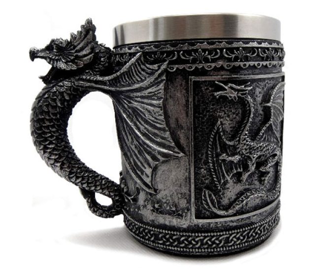 GOT Style Stainless Steel and 3D Resin Dragon Mug