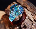 Handmade Wood Resin Ring with Landscape Inside