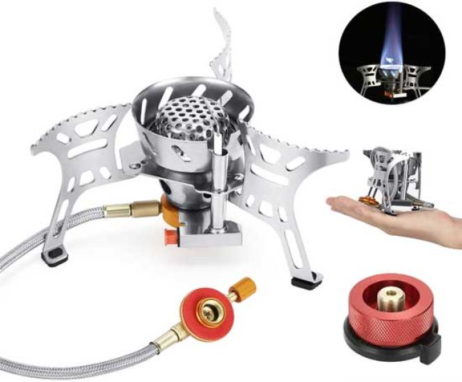 Portable Camping Gas Stove with Piezo Ignition (3700W, Windproof, Carry Case)