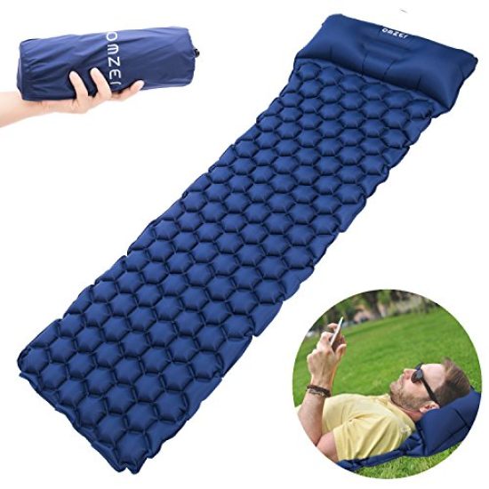 Inflatable Ultralight Sleeping Mattress with Attached Pillow